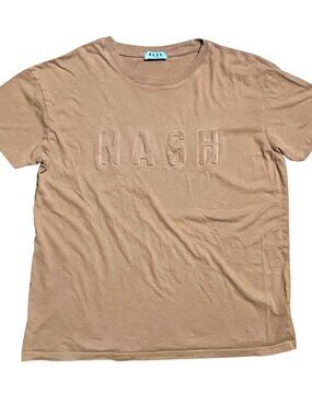 Nash Raised Logo Beige Earth Tone Streetwear T-Shirt, Men's XL